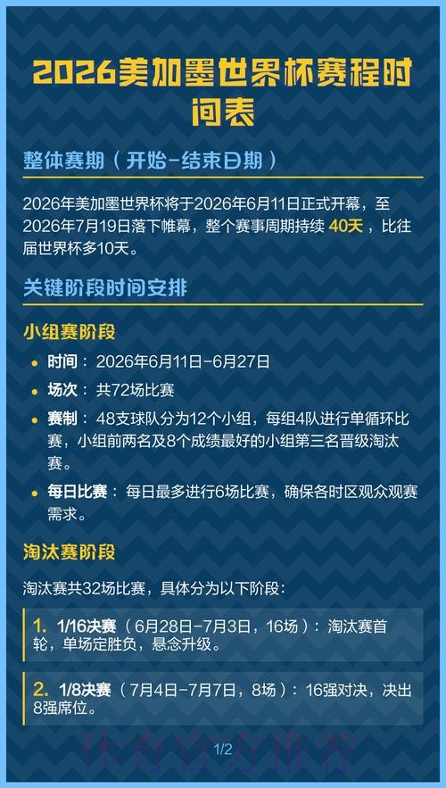 2026美加墨世界杯每日赛程什么时候开始 2026美加墨世界杯每日赛程什么时候开始
